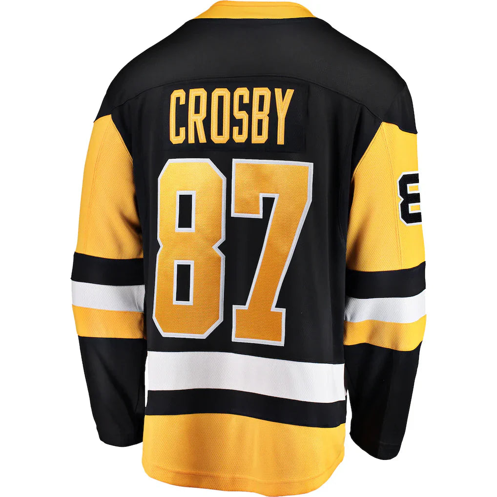Pittsburgh Penguins #87 Sidney Crosby Fanatics Black Captain Patch Home Breakaway Embroidery Jersey